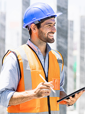 construction worker smiling